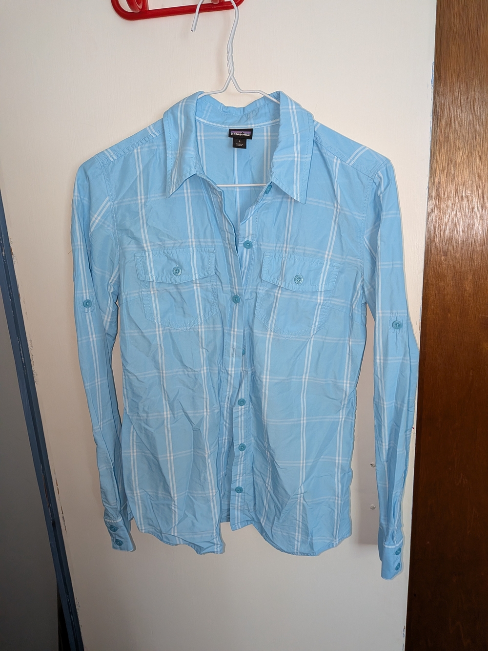 Patagonia Plaid Button Down in Blue & White Size Medium